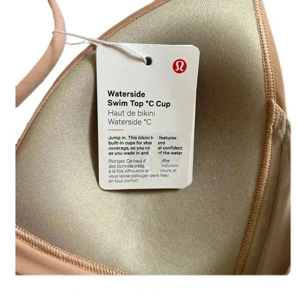 Lululemon Lightly Padded Triangle Bra Swim Top Adjustable Straps Beige Size 2 - Picture 6 of 7